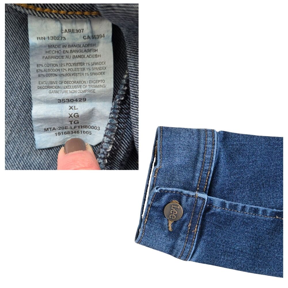 Lee Men’s Denim Trucker Jacket Western Classic Blue Jean Coat Cowboy Rugged - Picture 6 of 7